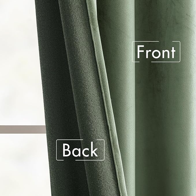 MIULEE Sage Green Velvet Curtains 52x96 inches Luxury Blackout Curtains | - Image 6