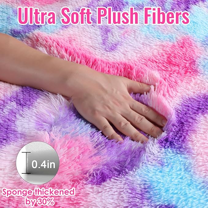 Soft Runner Rugs for Hallway 2x6 Ft, Fluffy Colorful Pastel Princess Carpet | - Image 4