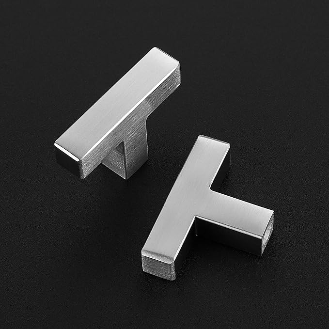 5 Pack Brushed Nickel Cabinet Knobs - Kitchen Cabinet Knobs Silver Cabinet Pulls for Kitchen Cabinet Drawer Stainless Steel Dresser Knobs for Cabinet Hardware 2in Length Single Hole Square