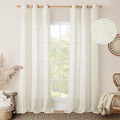 38 Inch Width Semi Sheer Linen Curtains 2 Panels, Cream Ivory Light Filtering by LAMIT