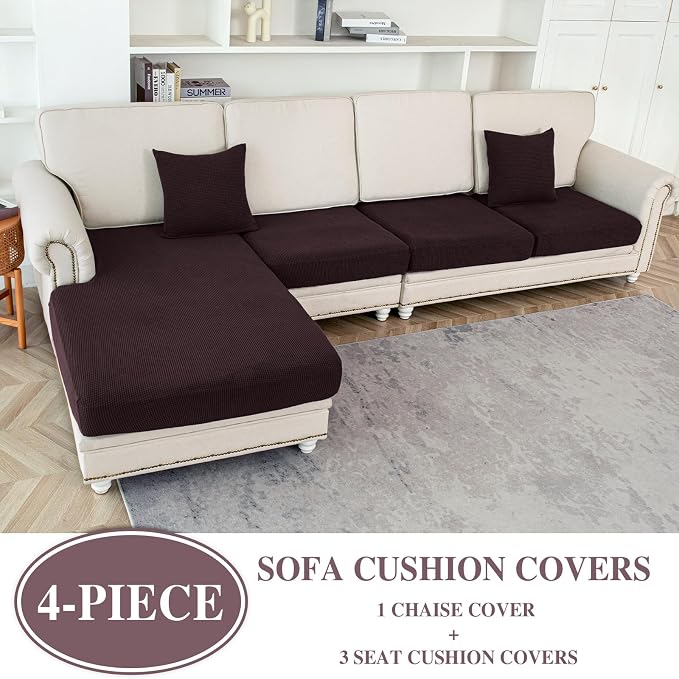 LA MEACK Couch Cushion Covers for Sectional Sofa L Shape Washable Separate Seat - Image 2