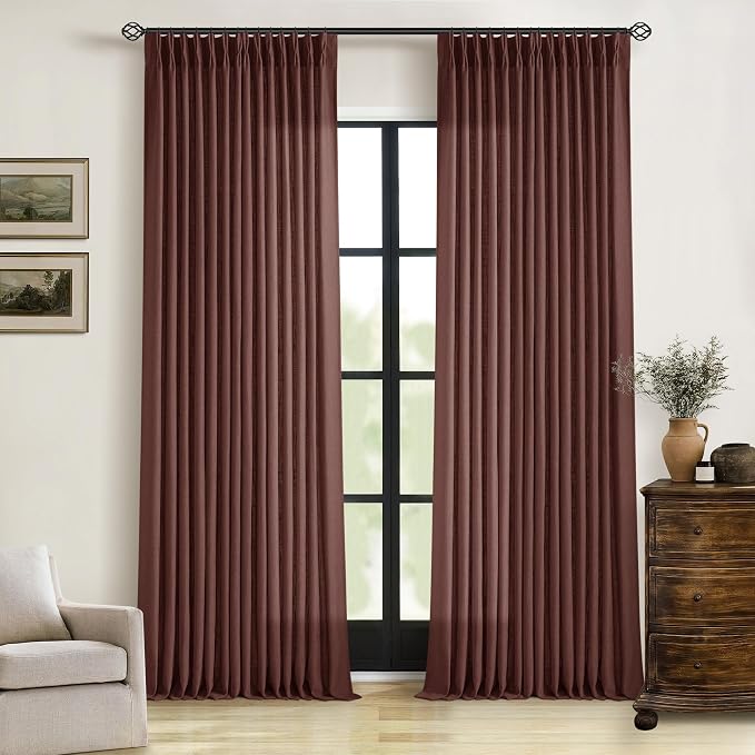 Pinch Pleated Semi Sheer Linen Curtains - Image 7
