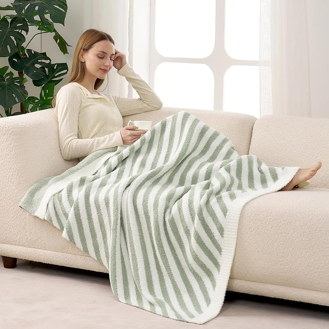 Snuggle Sac Ultra Soft Throw Blanket, Sage Green, Cozy Knitted, Fuzzy Knit - Image 9