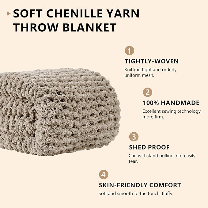 L'AGRATY Chunky Knit Throw Blanket - Image 2