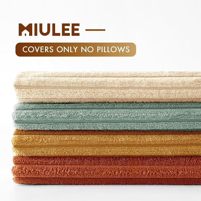 MIULEE Soft Corduroy Decorative Throw Pillow Covers Teal-Rust 20x20 | Set of 4 - Image 7