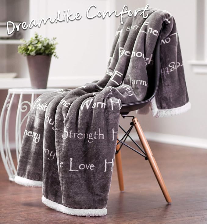Chanasya Premium Sympathy Warm Hugs Gift Throw Blanket - for Positive Energy Love Support Comfort Sympathy - Cancer Chemo Surgery Get Well Gift Blanket - Women Men Friend (60x70 Inches) Gray