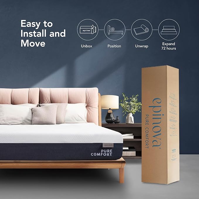 EPITEX Pure Comfort 10 Inch King Size Memory Foam Mattress – Air-Flow Memory Foam, Medium Plush for Pressure Relief and Motion Isolation, Breathable Pure Cotton Cover, CertiPUR-US Certified