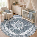 RELEANY Washable Area Rug, Round 5ft, Water Repellent, Pet Friendly, Vintage by RELEANY