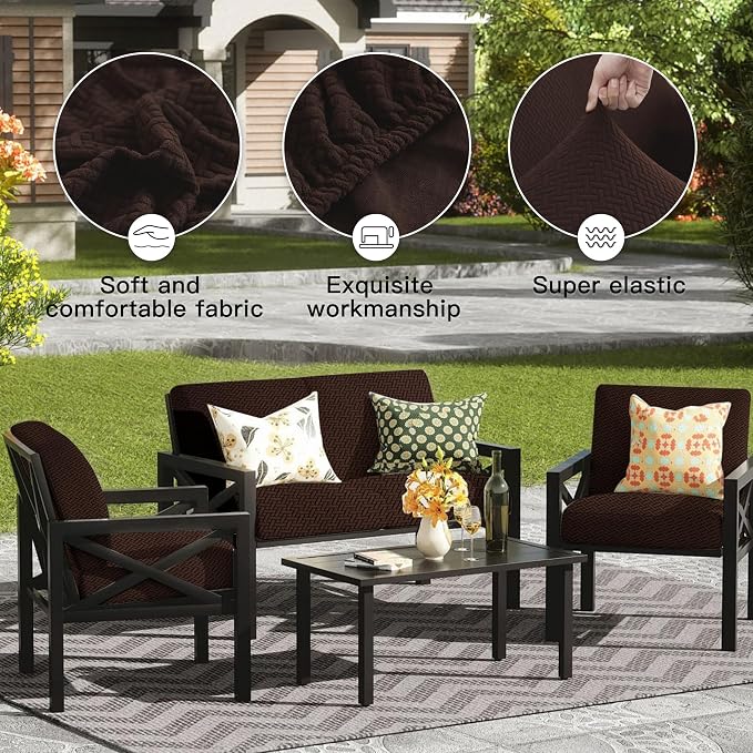 8Pcs Outdoor Cushion Covers, Elastic Patio Cushion Covers | Washable, - Image 4