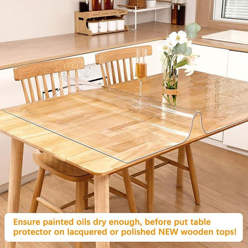 1.5mm Thick 29 x 65'' Clear Plastic Table Protector for Dining Room Waterproof PVC Table Tablecloth Cover Vinyl Desk Pad Mat Wood Furniture Coffee Glass End Hallway Table Top Surface Protection Liner