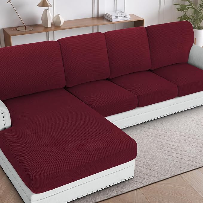 H.VERSAILTEX Sectional Couch Covers 1 Piece Chaise Slipcover L Shape Separate by HVERSAILTEX