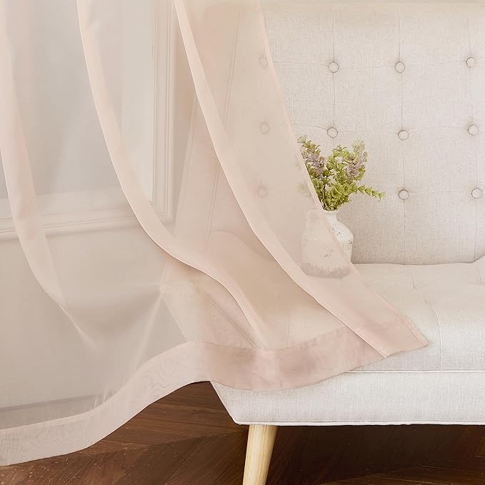 NICETOWN Taupe Sheer Curtains 90 inches Long, Grommet Airy & Elegant Light Filtering Soft Sheer Lightweight Window Treatment for Bedroom/Living Room, W54 x L90, 2 Panels