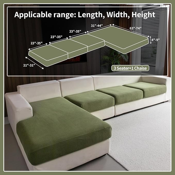 OHSIO Sectional Couch Covers, Wear Resistant Stretch Sofa Covers Washable Soft - Image 2