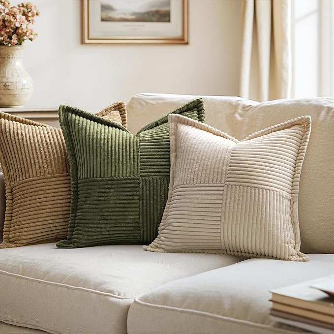 MIULEE Decorative Euro Sham Throw Pillow Covers 24x24 Inch Beige 2 Pack | Boho - Image 7