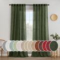 MIULEE Olive Green Linen Curtains 52x108 Inch Long by MIULEE