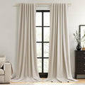 Extra Long 100% Blackout Linen Curtains by Guken