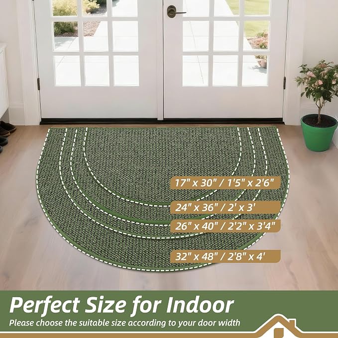 BEQHAUSE Dirt Trapper Door Mat 24" x 36" Half Circle Non Slip Rugs, Absorbent - Image 2