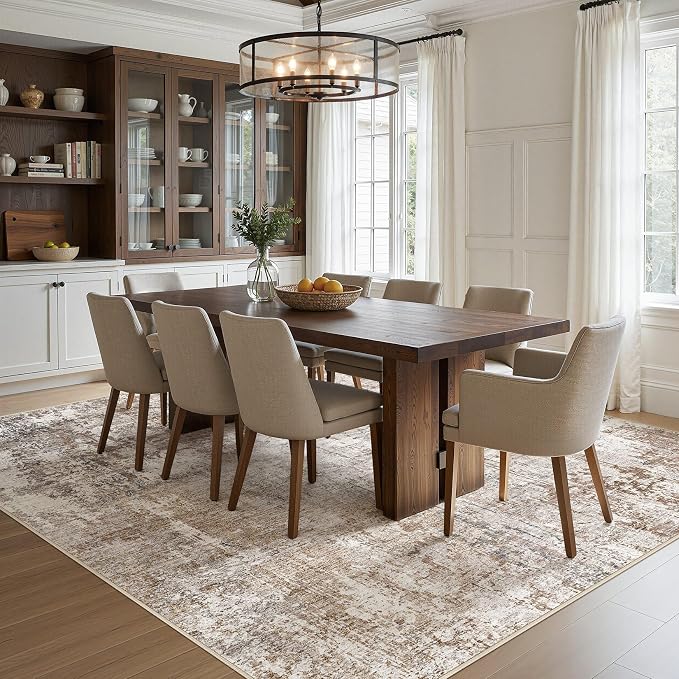 UERMEI Square Area Rugs : Washable 10x10 Neutral Modern Abstract Carpet - Image 6