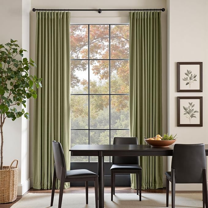 Lazzzy Velvet Blackout Curtains Green 90 Inch Long Thermal Insulated Curtain Heavy Duty Drapes Room Darkening Blackout Curtains Bedroom Window Treatment Set of 2 Panels Rod Pocket Sage