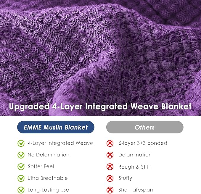 EMME Muslin Blankets for Adults Throw Blanket for Couch Breathable Gauze Soft - Image 8