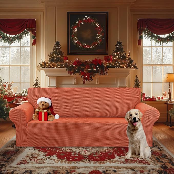 Stretch Oversized Couch Covers for Sofa Slipcover, Pureed Pumpkin | 1-Piece - Image 2