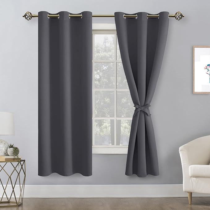 Blackout Curtains for Bedroom, Dark Grey, 38 x 63 Inch, 2 Panels | Thermal - Image 8