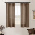 Dutch Cocoa Pinch Pleated Linen Semi Sheer Curtains 45 Inch Length 2 Panels | by Twodrapes