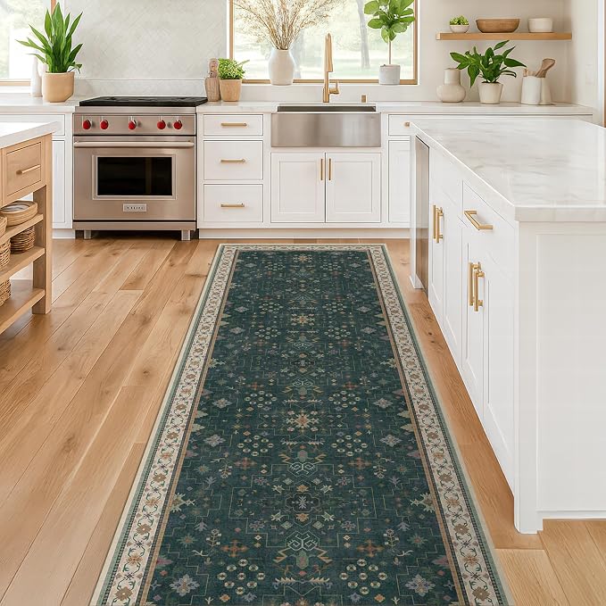 Vintage Dark Green 2x10 Hallway Runner Rug - Image 9