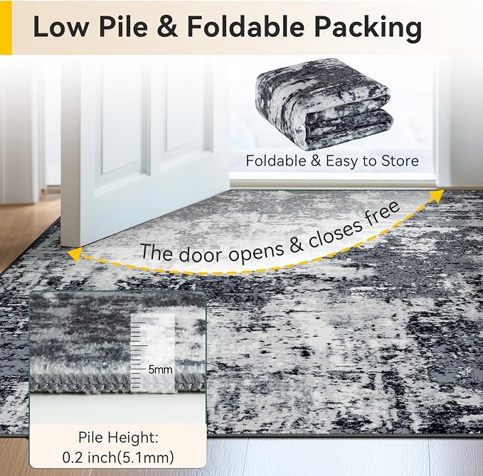 RELEANY Washable 5'x7' Abstract Area Rug - Image 5