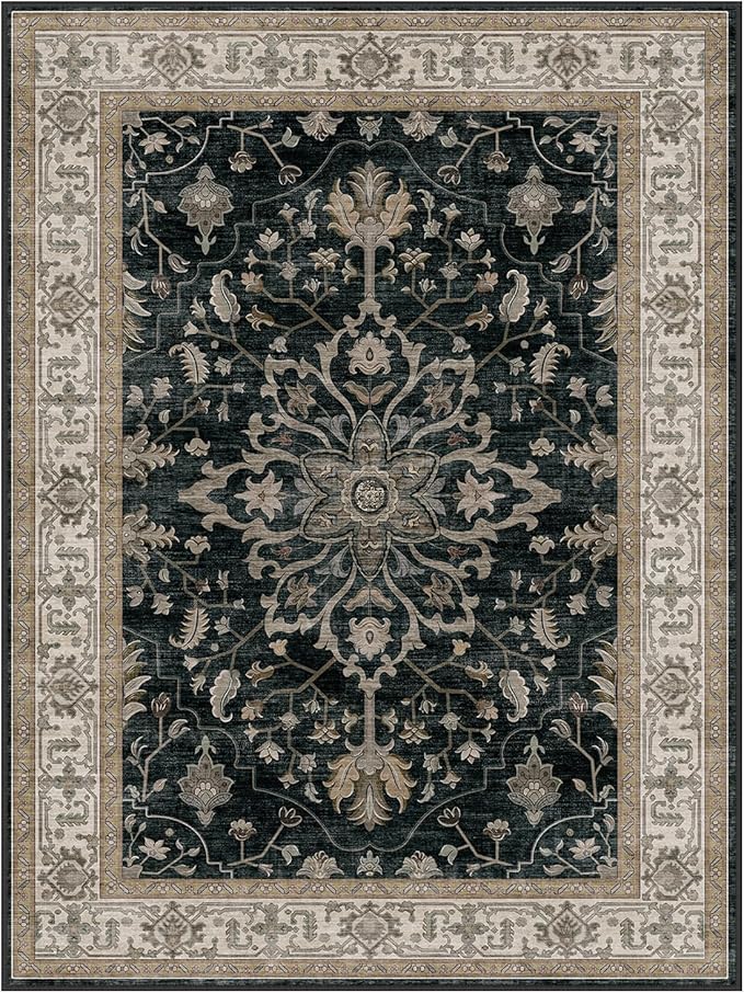 RELEANY Washable Area Rug, Water Repellent, Pet Friendly, Vintage Floral Boho - Image 8