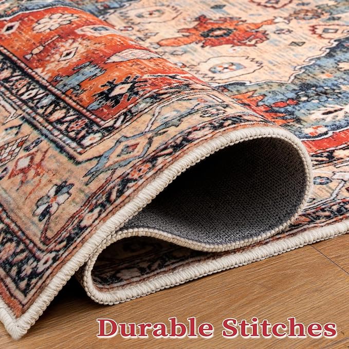 SERISSA 6ft Washable Non Slip Round Boho Area Rug - Image 7
