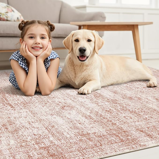 Soalmost Washable Area Rug 8x10 Large Soft Pink Rugs - Image 8