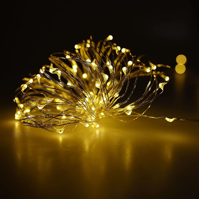 Karlling USB Plug in LED Fairy Lights,2 Packs of 100 LED Bulbs 33 Ft Silver Wire Waterproof Starry String Lights for Bedroom Patio Garden Party Wedding Commercial Lighting (Warm White)