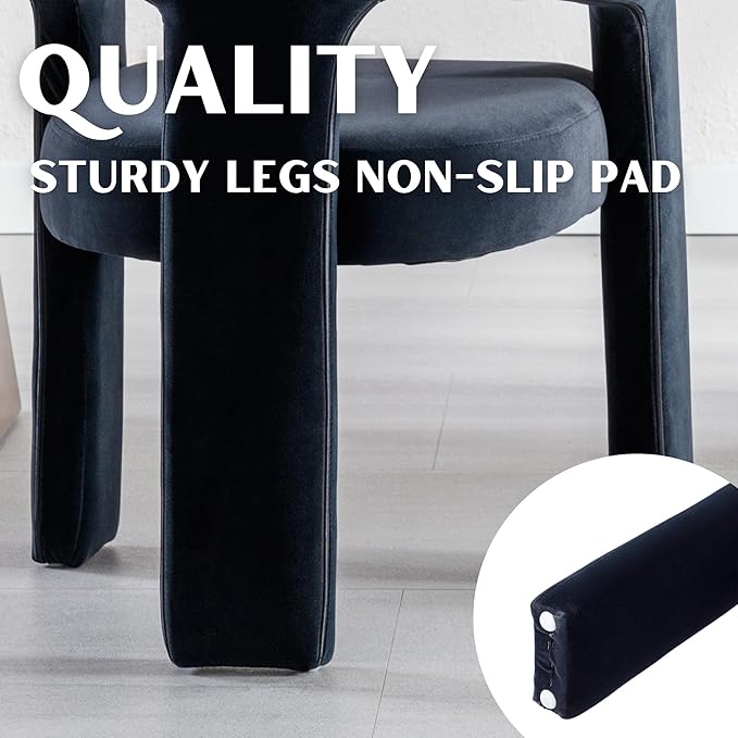 Modern Barrel Dining Chairs Set of 6, Velvet Upholstered Accent Side Chair with Arms Comfy Makeup Vanity Chairs, Dining Living Room Kitchen Chairs, Black