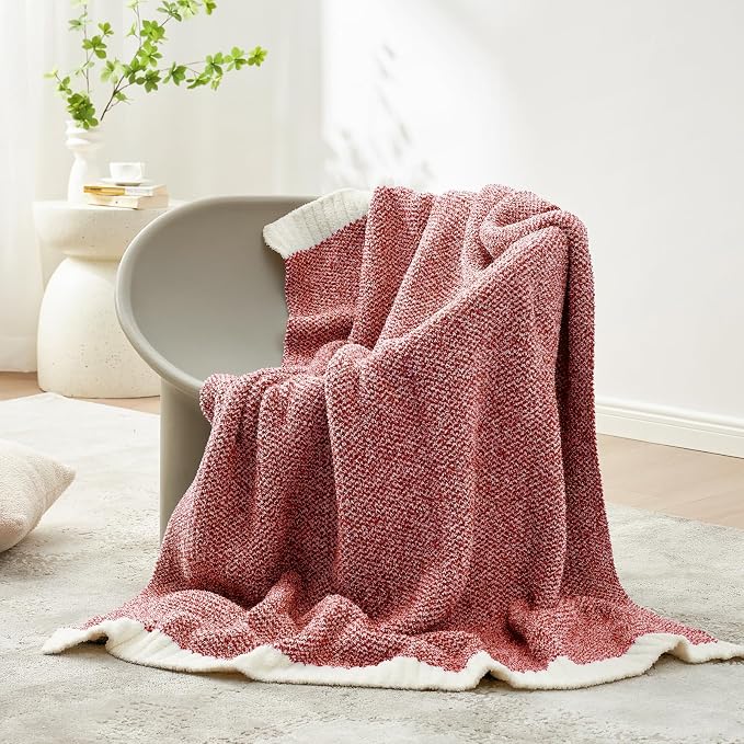 Snuggle Sac Christmas Red Blanket Twin Size, Ultra Soft Warm Fuzzy Knit Blanket - Image 7
