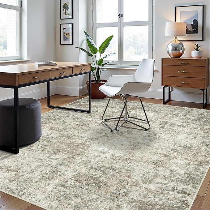 8x10 Area Rugs for Living Room Washable Bedroom Dining Room Beige Brown | - Image 3