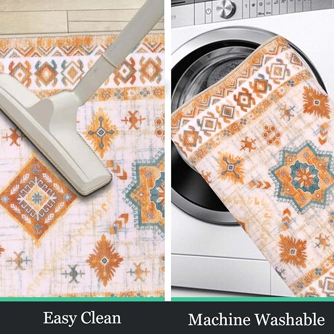 HEBE Boho Kitchen Rugs Set of 3, Non Slip Washable Kitchen Mats - Image 5