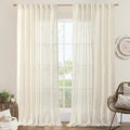 60 Inch Wide Linen Curtains 95 Inches Long Semi Sheer Panels | Natural Ivory by LAMIT