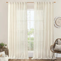 Extra Wide Linen Curtains for Bedroom Living Room 60 x 84 Inch | Natural Cream by LAMIT