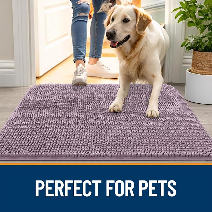 OLANLY Dog Door Mat for Muddy Paws 54x24, Super Absorbent Chenille Mud Mat | - Image 6