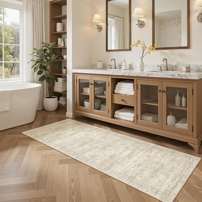 Soalmost Runner Rug 2x5 Washable Non-Slip Kitchen Entry Runners Beige | Soft - Image 4