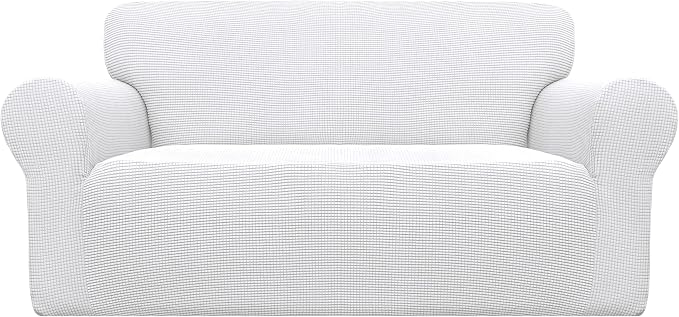 Easy-Going Stretch Loveseat Couch Covers Washable Snow White | 1-Piece Loveseat by Easy-Going