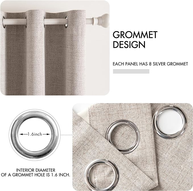 MIULEE 100% Blackout Linen Curtains - Image 4