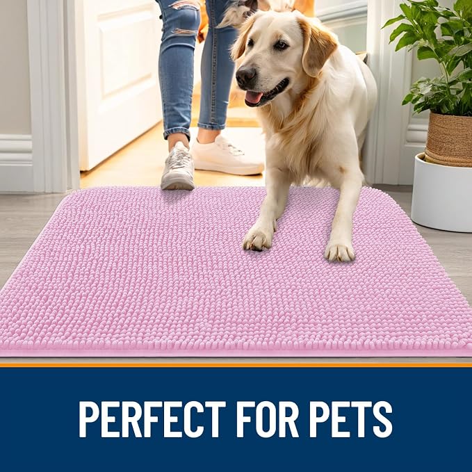 OLANLY Dog Door Mat for Muddy Paws 36x24, Super Absorbent Chenille Mud Mat | - Image 6