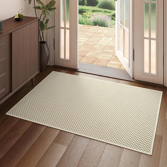 Indoor Front Door Mat Entryway Rug Non Slip Washable Beige 2x3 ft | Front Entry by YDKGL