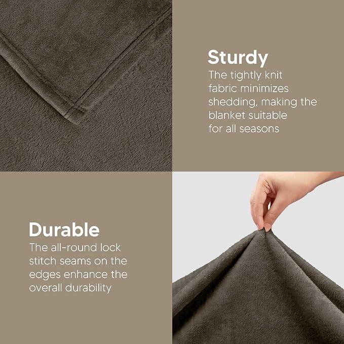 Utopia Bedding Ultra Soft Fleece Bed Blanket King Size Brown | Microfiber Plush - Image 7