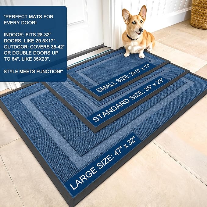 OLANLY Front Door Mat Outside 47x32, All-Season Heavy-Duty Rubber Doormat | - Image 2