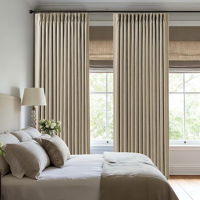 Pinch Pleated Linen Curtains 100% Blackout 84 Inches Long - Image 4