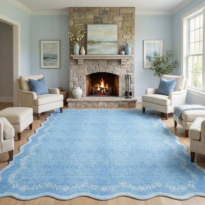 GarveeHome 6x9 Scalloped Area Rug Soft Washable Rug by GarveeHome