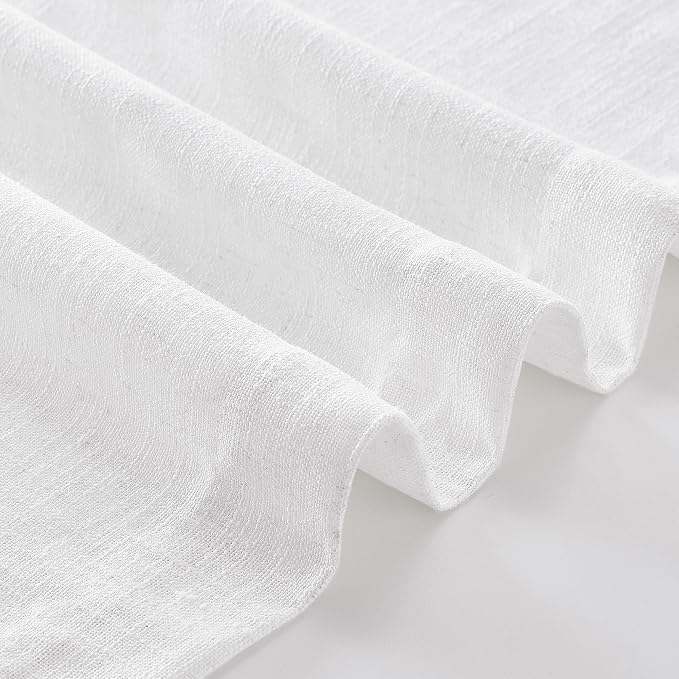 Snow White Pinch Pleated Linen Curtains 63 Inch Length 2 Panels | - Image 7